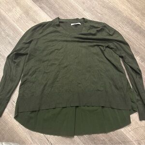 ALFRED SUNG Forest Green Long Sleeve V-Neck Top